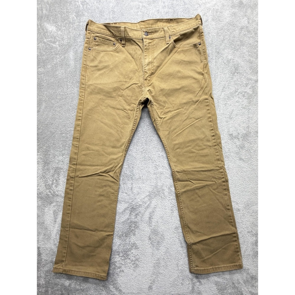 Levis 513 Jeans Mens Measured 38x29 Brown Slim Straight Stretch Denim Zip Fly